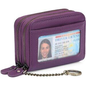 Credit Card Holder Wallet for Women RFID Blocking Small Genuine Leather